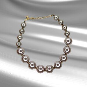 Silvertone Holiday Faux Pearl Statement Necklace